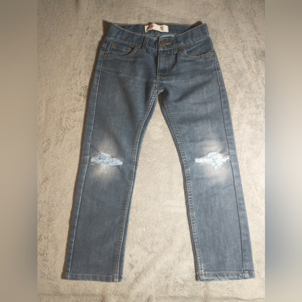 Levi's 511 Slim Fit Blue Distressed Jeans - Size Regular 8 (W24" x L22")